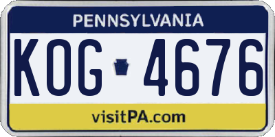 PA license plate KOG4676