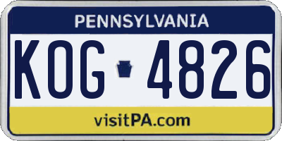 PA license plate KOG4826