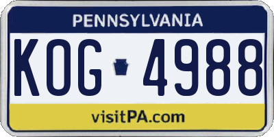PA license plate KOG4988