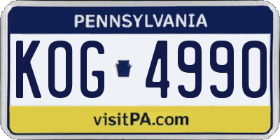 PA license plate KOG4990
