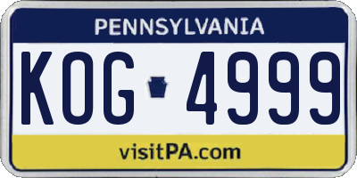 PA license plate KOG4999