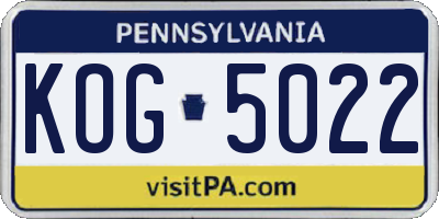 PA license plate KOG5022