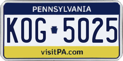 PA license plate KOG5025