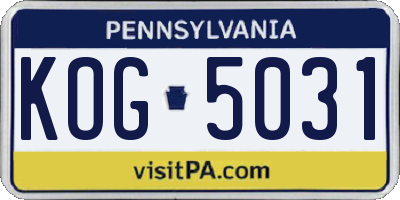 PA license plate KOG5031