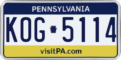 PA license plate KOG5114