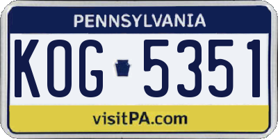 PA license plate KOG5351
