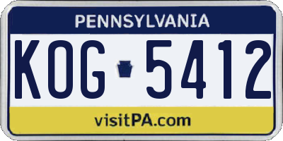 PA license plate KOG5412