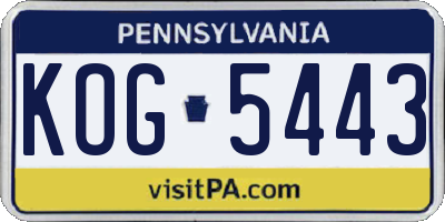 PA license plate KOG5443