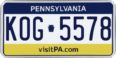 PA license plate KOG5578