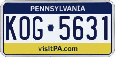 PA license plate KOG5631