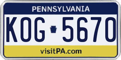 PA license plate KOG5670