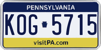 PA license plate KOG5715