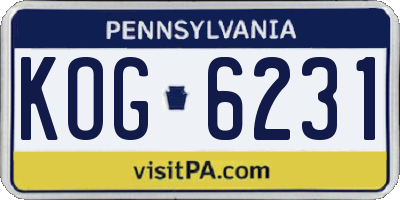 PA license plate KOG6231