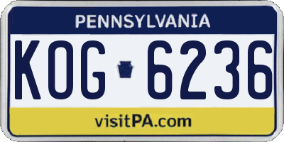 PA license plate KOG6236