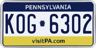 PA license plate KOG6302