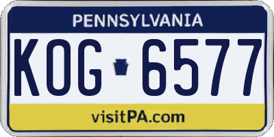 PA license plate KOG6577
