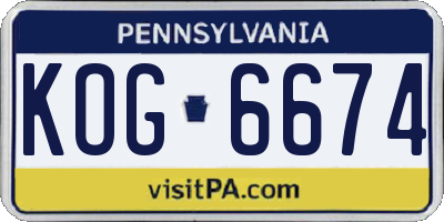PA license plate KOG6674