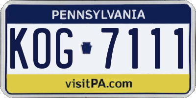 PA license plate KOG7111