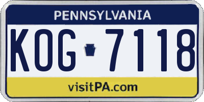 PA license plate KOG7118