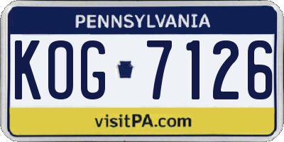 PA license plate KOG7126