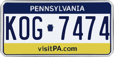 PA license plate KOG7474