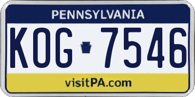 PA license plate KOG7546