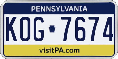 PA license plate KOG7674