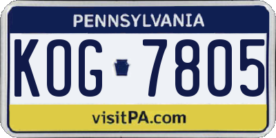 PA license plate KOG7805