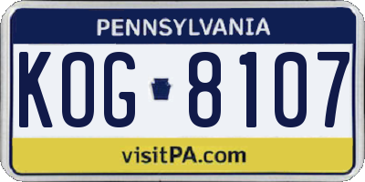 PA license plate KOG8107