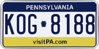 PA license plate KOG8188