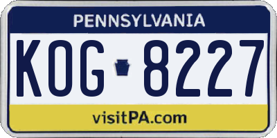 PA license plate KOG8227
