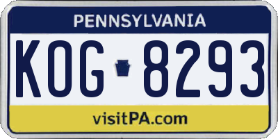 PA license plate KOG8293