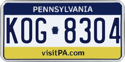 PA license plate KOG8304