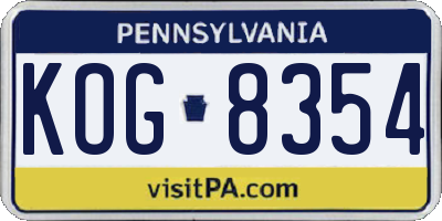 PA license plate KOG8354