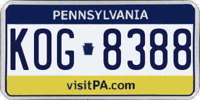 PA license plate KOG8388