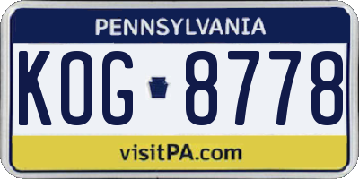 PA license plate KOG8778