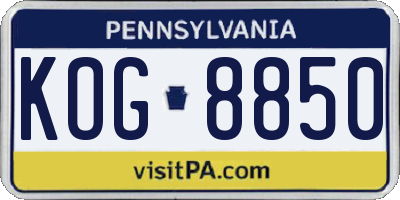 PA license plate KOG8850