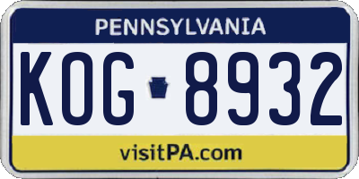 PA license plate KOG8932