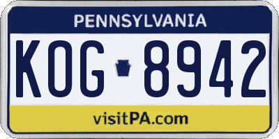 PA license plate KOG8942