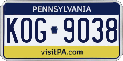 PA license plate KOG9038
