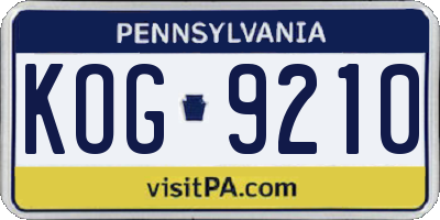 PA license plate KOG9210