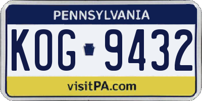 PA license plate KOG9432