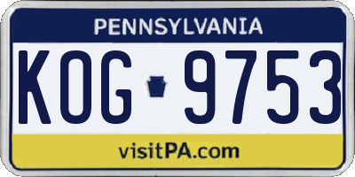 PA license plate KOG9753