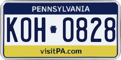 PA license plate KOH0828