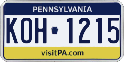 PA license plate KOH1215