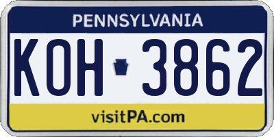 PA license plate KOH3862
