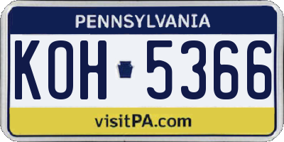 PA license plate KOH5366