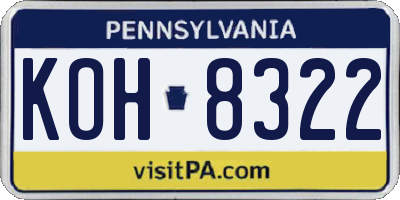 PA license plate KOH8322