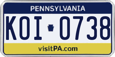 PA license plate KOI0738