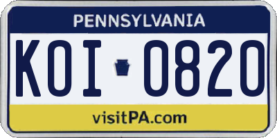 PA license plate KOI0820